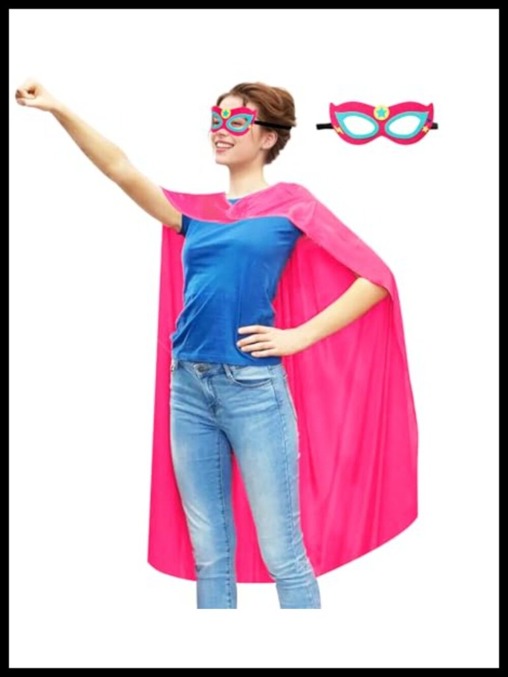 Adults Superhero Cape and Mask Set Satin Dress Up Costume Party